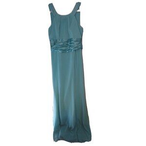NWT $135 David's Bridal Womens 8 Long Chiffon Formal Gown Bridesmaid Pool Blue